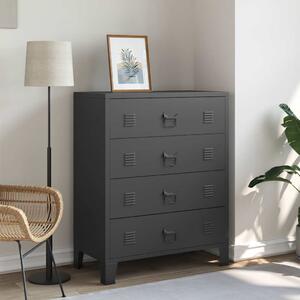 Chest of Drawers Metal Industrial Style 78x40x93 cm Black