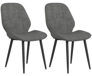 HOMCOM Velvet Dining Chairs, Metal Legs, Set of 2, Comfortable Seating for Dining Room, Living Room, Grey
