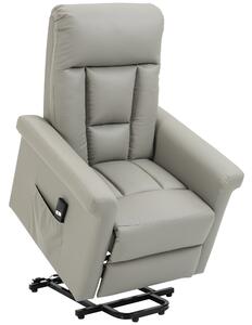 HOMCOM Power Lift Chair, PU Leather Recliner Sofa Chair for Elderly with Remote Control, Side Pocket, Grey Aosom UK