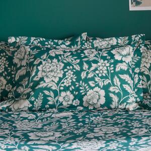 Floral Trail Emerald Oxford Pillowcase Green/White