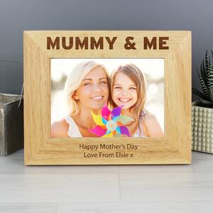 Personalised Mummy and Me Light Wood Landscape Photo Frame Natural