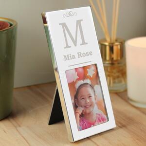 Personalised Small Initial Silver Portrait Photo Frame Silver