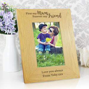 Personalised First My Mum Forever My Friend Light Wood Portrait Photo Frame Natural