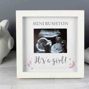 Personalised Its A Girl Baby Scan Frame White