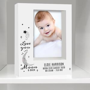 Personalised Baby To The Moon and Back Portrait Box Photo Frame White