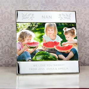 Personalised Silver Floral Landscape Photo Frame Silver