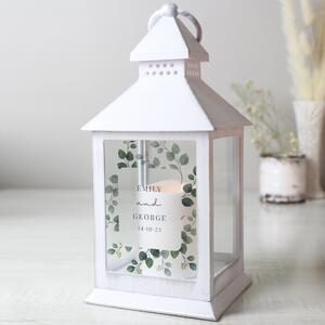 Personalised Botanical White Lantern White