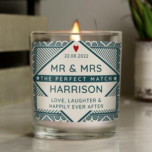 Personalised The Perfect Match Scented Jar Candle Green