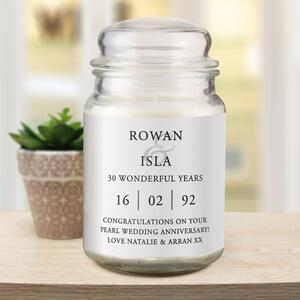 Personalised Couples Large Lidded Scented Jar Candle White