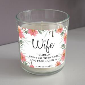 Personalised Floral Sentimental Scented Jar Candle MultiColoured