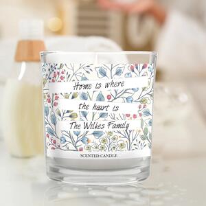 Personalised Floral Watercolour Design Scented Jar Candle MultiColoured