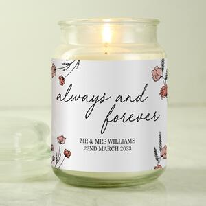 Personalised Always and Forever Large Lidded Scented Jar Candle White
