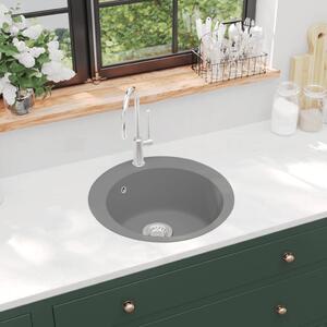 Granite Kitchen Sink Single Basin Round Grey