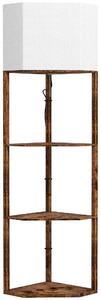 HOMCOM Corner Floor Lamp with Shelves, Modern Tall Standing Lamp with Chain Switch for Living Room, Bedroom, Bulb Not Included, Rustic Brown