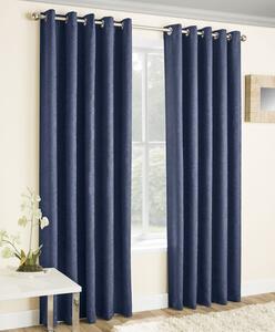 Vogue Thermal Blockout Ready Made Eyelet Curtains Navy