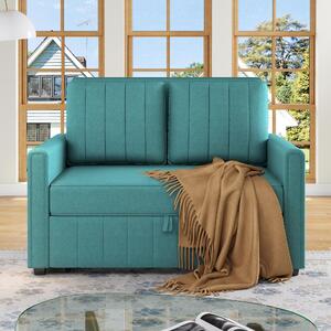 Multifunctional Folding Sofa Bed with Adjustable Backrest and 2 Cushions, Daybed Ideal for Small Homes, 127L x 75-180W x 94H cm, Green Aosom UK