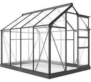 Outsunny Clear Polycarbonate Greenhouse Large Walk-In Green House Garden Plants Grow Galvanized Base Aluminium Frame with Slide Door, 6 x 8ft