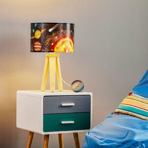 Space table lamp with a realistic space print