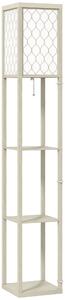 HOMCOM Three-Shelf Standing Lamp - Oak/White