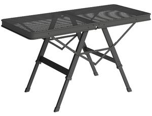 Outsunny 3 ft Folding Camping Table w/ Adjustable Heights, Outdoor Folding Picnic Table with Metal Mesh Desktop & Aluminium Legs, Portable Lightweight BBQ Table for Picnic, Garden, Party, Black