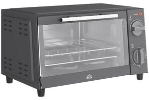 HOMCOM Mini Oven, 9L Countertop Electric Grill, Toaster Oven with Adjustable Temperature, Timer, Baking Tray and Wire Rack, 750W, Grey Aosom UK