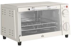 HOMCOM Mini Oven, 9L Countertop Electric Grill, Toaster Oven with Adjustable Temperature, Timer, Baking Tray and Wire Rack, 750W, Cream Aosom UK