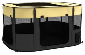 PawHut Foldable Dog Pen with Storage Bag for Indoor/Outdoor Use, Yellow Aosom UK