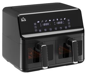HOMCOM Family Air Fryer , 8L Double Air Fryer Oven w/ 8 Presets, Digital Display, Recipe Cookbook, 60min Timer for Oil Free & Low Fat, 2500W, Black