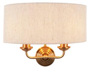 Manon 2-Light Wall in Vintage Brass & Natural Linen