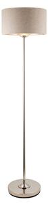 Manon Floor Light in Brushed Chrome With Linen Shade