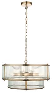 Richmond 5-Light Pendant in Antique Brass & Ribbed Glass