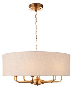 Manon 8-Light Pendant in Vintage Brass & Natural Linen