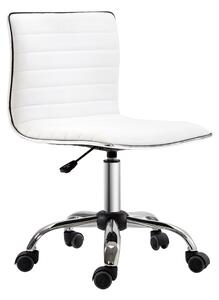 HOMCOM Adjustable Swivel Office Chair with Armless Mid-Back in PU Leather and Chrome Base - White Aosom UK