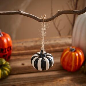 Black and White Striped Pumpkin Decoration