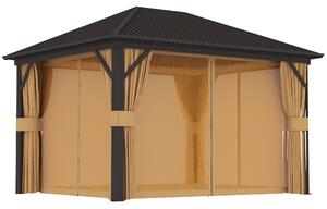 Outsunny 3.6 x 3(m) Aluminium Frame Hardtop Gazebo, with Accessories