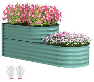 Outsunny Two-Tier Galvanised Steel Garden Planter - Dark Green