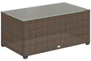 Outsunny 90 x 50cm Glass-Top Rattan Side Table - Brown