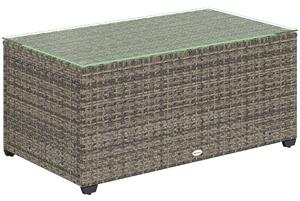 Outsunny 90 x 50cm Glass-Top Rattan Side Table - Dark Grey