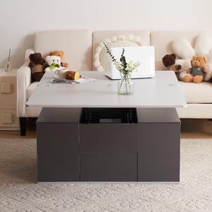 Lift-Top Coffee Table with Storage, 3 Drawers and Adjustable Height, Sofa End Tea Tables for Living Room Furniture, 100x51x47 cm, Gray Aosom UK