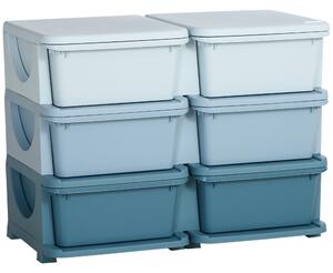 HOMCOM Kids Storage Unit, with Six Drawers - Blue