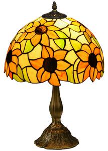 HOMCOM Stained Glass Bedroom Table Lamp, Handmade Antique Bedside Light for Bedroom, Living Room, Decorative Night Light, Orange Sunflower Aosom UK