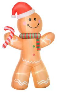 HOMCOM 2.4m Christmas Inflatable Gingerbread Man, Lighted for Home Indoor Outdoor Garden Lawn Decoration Party Prop