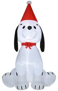 HOMCOM 1.8m Inflatable Christmas Puppy Dog Wearing Santa Hat Lighted Outdoor Decoration Blow Up Decor for Holiday Indoor