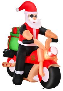 HOMCOM 5.5ft Christmas Inflatable Santa Claus Riding a Motorcycle Blow Up Decoration Xmas Décor for Garden