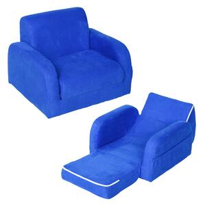 HOMCOM 2 In 1 Kids Children Sofa Chair Bed Folding Couch Soft Flannel Foam Toddler Furniture for 3-4 Years Old Playroom Bedroom Living Room Aosom UK