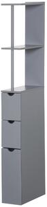 HOMCOM Freestanding Tall Bathroom Cabinet, Storage Unit with Shelves and Drawers, Narrow Cupboard, Grey
