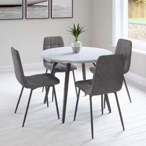 Paros Round Dining Table with 4 Olivia Linen Dining Chairs | Roseland