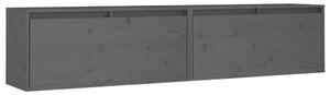 Wall Cabinets 2 pcs Grey 80x30x35 cm Solid Wood Pine