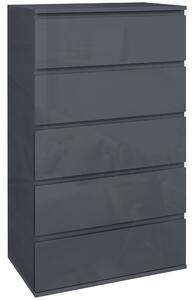 HOMCOM Modern High Gloss Chest of Drawers, 5-Drawer Storage Cabinet for Bedroom, White