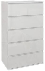 HOMCOM High-Gloss Chest: 5-Drawer Modern Storage Cabinet in Sleek White for Bedrooms